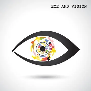 Creative circle abstract vector logo design background. Eye and vision concep Stock Illustration