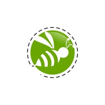 Creative circle bee hornet logo design vector silhouette hornets for sign log Stock Illustration