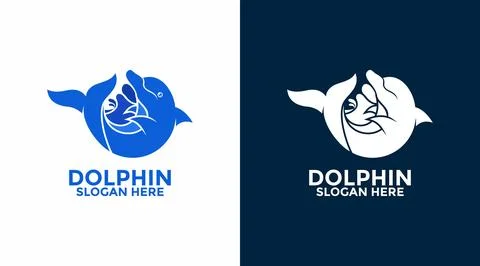 Creative Circle Dolphin logo design vector, Dolphin logo design icon template Stock Illustration