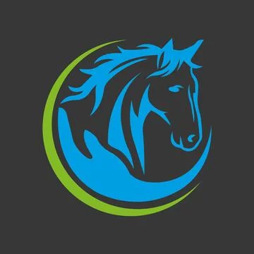 Creative Circle Green Leaf With Horse Logo Design Concept Vector Template.Green  Illustrazione stock