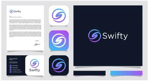 Creative circle S swift logo design inspiration. icon and business card Pre.. Stock Illustration