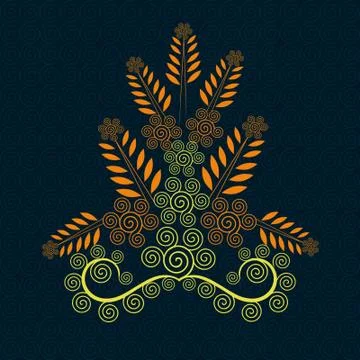 Creative Circle Type Scallop Flourish Vector Line Art background  Design Illustrazione stock