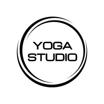 Creative circle yoga studio black logo symbol web geometric icon. Decorative Иллюстрация