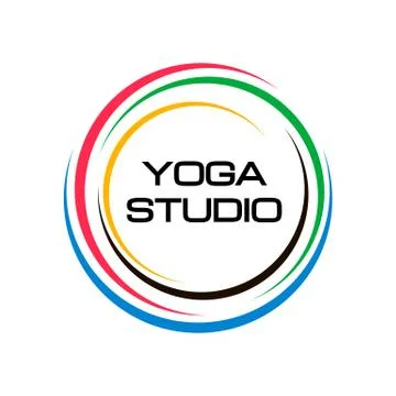 Creative circle yoga studio colorful logo symbol web geometric icon. Decorative Иллюстрация