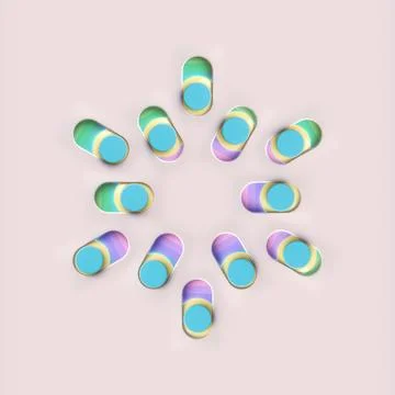 A creative, circular arrangement of 3D switches with a rainbow gradient 스톡 일러스트