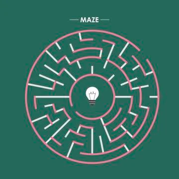 Creative circular maze with bulb Illustrazione stock