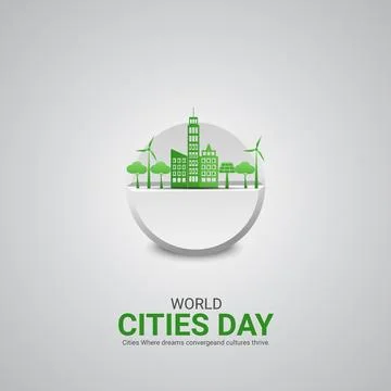 Creative Cities Day ads design. World Cities Day, Celebrated in United Stat.. Stock Illustration