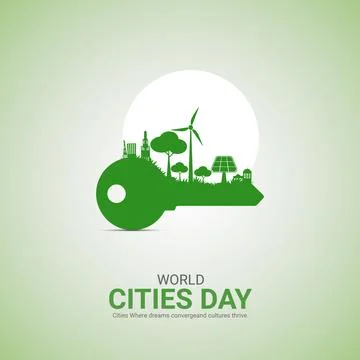 Creative Cities Day ads design. World Cities Day, Celebrated in United Stat.. Stock Illustration