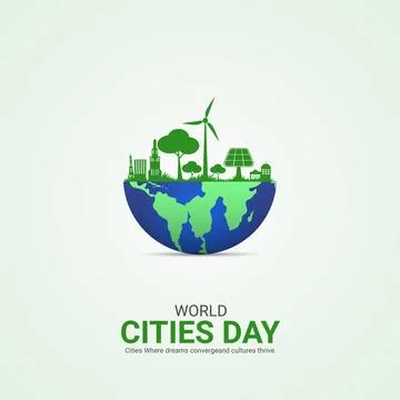 Creative Cities Day ads design. World Cities Day, Celebrated in United Stat.. Stock Illustration