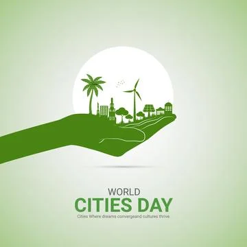 Creative Cities Day ads design. World Cities Day, Celebrated in United Stat.. Illustrazione stock