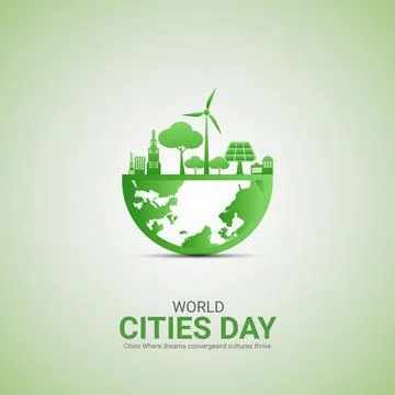 Creative Cities Day ads design. World Cities Day, Celebrated in United Stat.. Stock Illustration