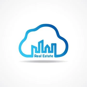 Creative city building icon attach with cloud design concept vector Stock Illustration