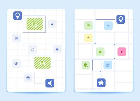 Creative city navigation. Set of navigation and map related. Highlights points Stock Illustration