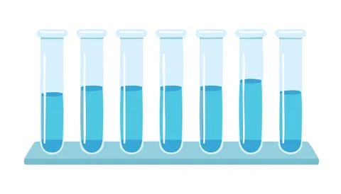 Creative classroom science art shows neat row of test vessels with dynamic .. Stock Illustration