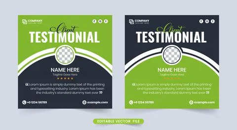 Creative client testimonial and review section layout design. Customer servic Stock Illustration