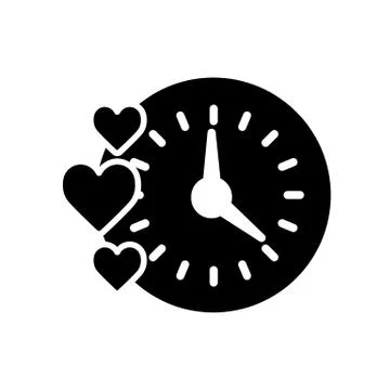 Creative clock heart design. Simple line solid illustration. Isolated on white Stock Illustration