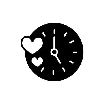 Creative clock heart design. Simple line solid illustration. Isolated on white Stock Illustration