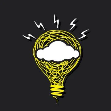 Creative cloud label design on sketch vector Illustrazione stock