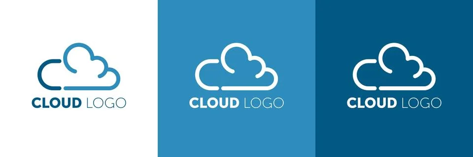 Creative Cloud Logo Design. Creative Vector icon of a blue cloud with arrows. Stock Illustration