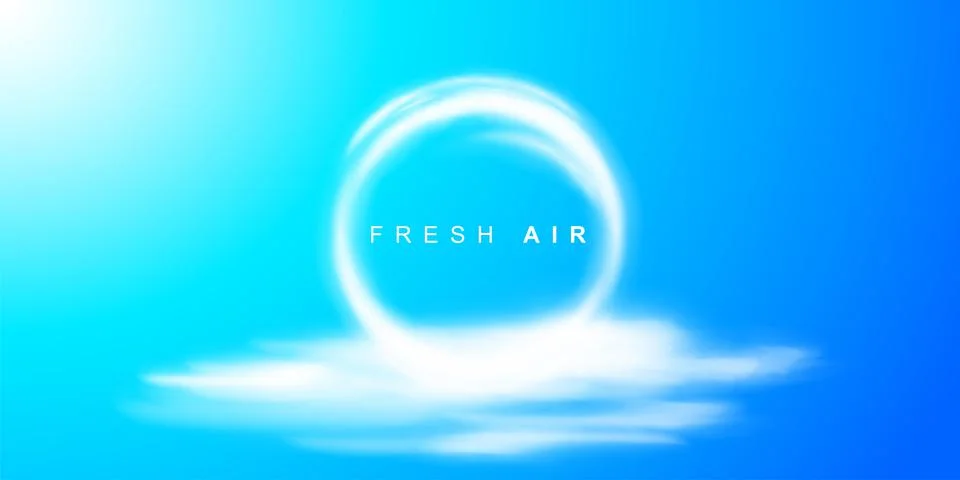 Creative cloud scene. Circle from the cloud in the blue sky. Gate to paradise イラスト素材