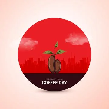 Creative Coffee Day ads design. International Coffee Day, Celebrated in Uni.. Illustrazione stock