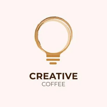 Creative coffee logo idea with coffee cup stain and light bulb concept Stock Illustration