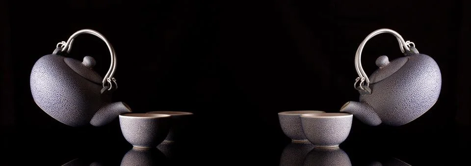 Creative coffee set with main light only and with fill light Stock Photos