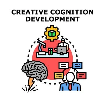 Creative cognition development process creating new ideas 스톡 일러스트