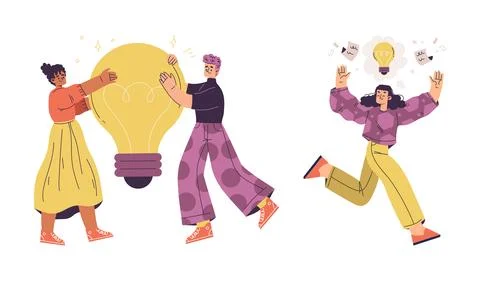 Creative Collaboration and Innovative Ideas in Action for Progress and Success 스톡 일러스트