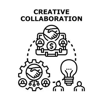 Creative collaboration concept linking ideas and partnership イラスト素材