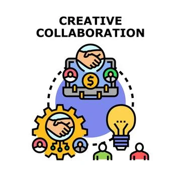 Creative collaboration concept linking ideas and partnership Stock Illustration