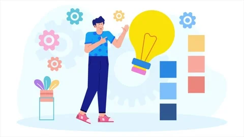 Creative collaboration in design with colorful elements illustration business Stock Footage 283612931