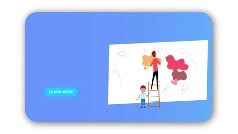 Creative Collaboration: Two Cartoon Figures Painting Abstract Art Together Stock Footage 341920094