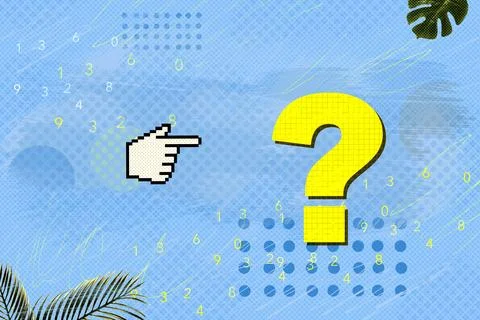 Creative collage finger pointer cursor and question Stock Photos