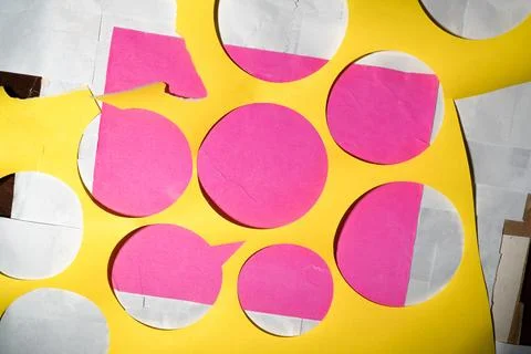 Creative Collage of Leftover Circles and Rectangles from Art Project Stock Photos