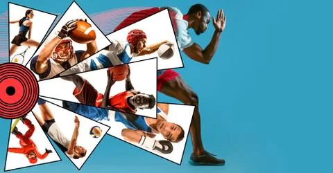 Creative collage made with different kinds of sport Stock Photos