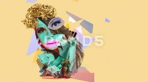 Creative collage in a modern style. Zine culture. Stock Photos