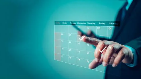 Creative collage for planning ideas, Appointment scheduler, Businessman mar.. Stock Photos