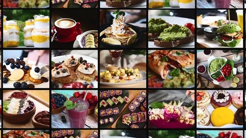 Creative collage with ready healthy meals. Everything you love, all collected in Stock Footage 207457066