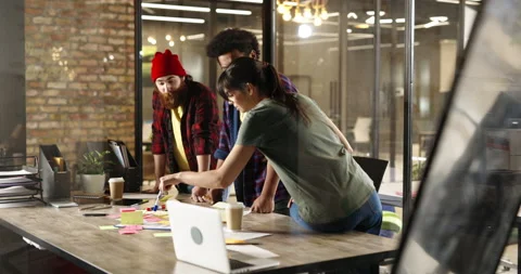 Creative college student working as team for a project. Multiethnic diverse Vídeo Stock 151551465