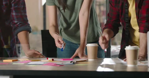 Creative college student working as team for a project. Multiethnic diverse Stock Footage 158454265