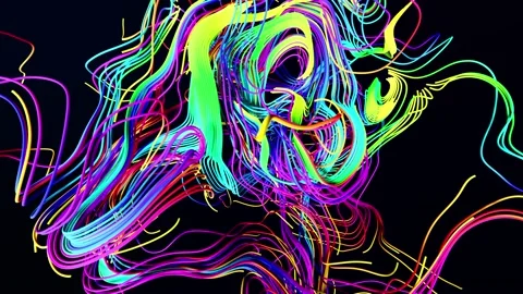 Creative colorful 3d motion design bg. 4k abstract bg with grow multicolor lines Stockbeeldmateriaal 148890139