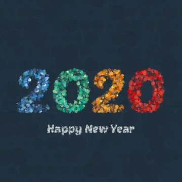 Creative colorful circle halftone pattern number. Happy New Year 2020 design  Stock Illustration