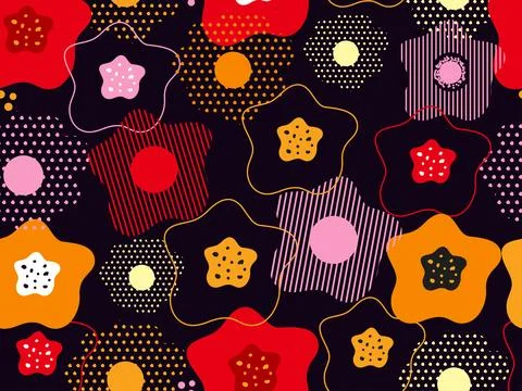 Creative Colorful Flowers Seamless Pattern Background. Stock Illustration