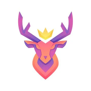 Creative colorful gradient deer vector logo concept design template Stock Illustration