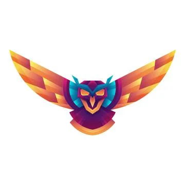 Creative colorful gradient owl vector art logo concept design template Stock Illustration