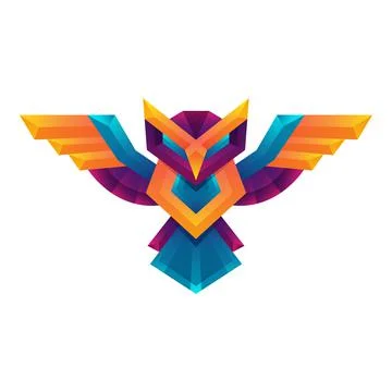 Creative colorful gradient owl vector art logo concept design template Illustrazione stock