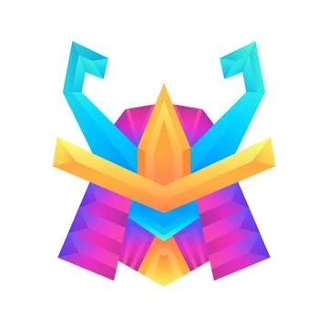 Creative colorful gradient samurai vector logo concept design template Stock Illustration