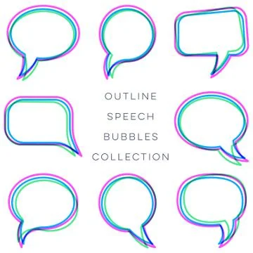 Creative colorful outline speech bubbles collection Illustration