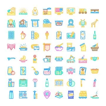 Creative colorful outline web design icons set イラスト素材